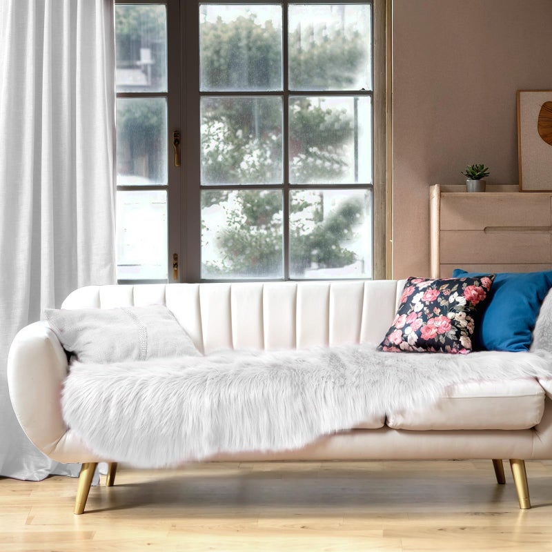 Ciicool Ultra Soft Faux Sheepskin Fur Rug Fluffy Rug for Bedroom Fuzzy Carpet for Living Room Kid's Room Nursery Decor, White 2 x 6 Feet - Image 2